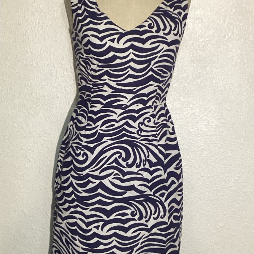 Lilly Pulitzer Kiki women’s Navy and White Patterned Dress size 4 - Picture 5 of 12